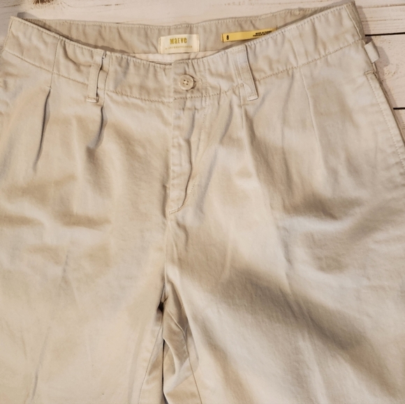Maeve Classic Wide Leg Khaki Pleated Cotton Pants Size 8 - Picture 5 of 8